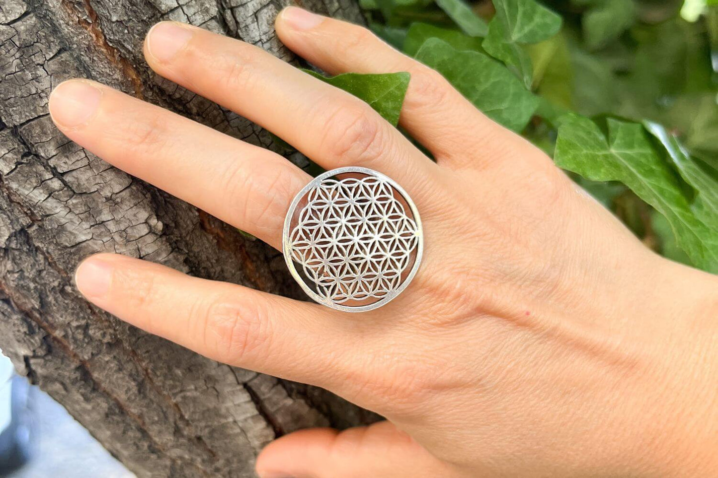 Anillo Flor de la vida - plata 950