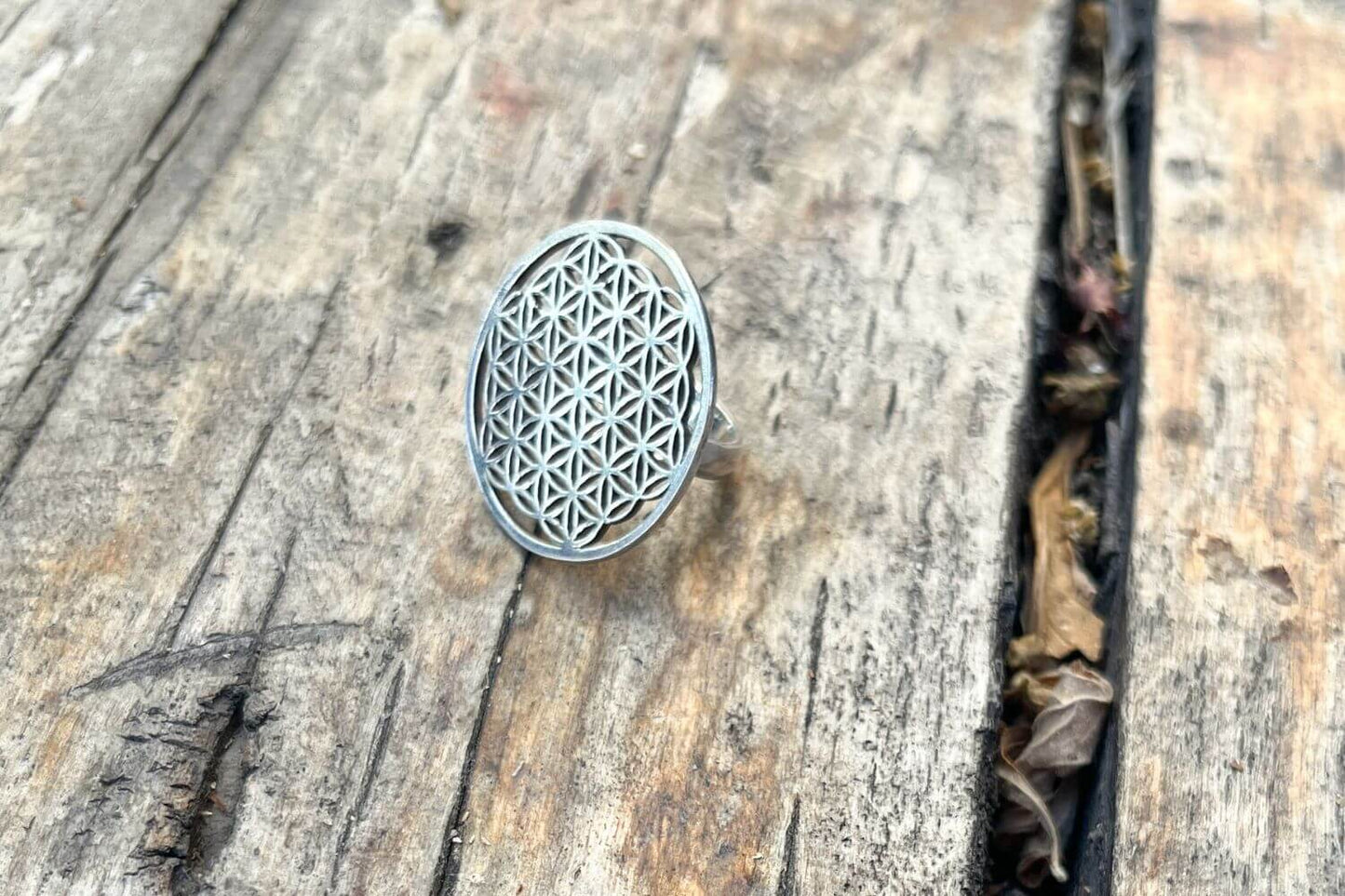 Anillo Flor de la vida - plata 950