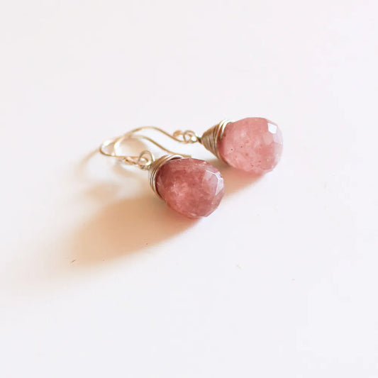 Aros de Cuarzo Cherry Natural en Plata 950 | Delicadeza y Energía
