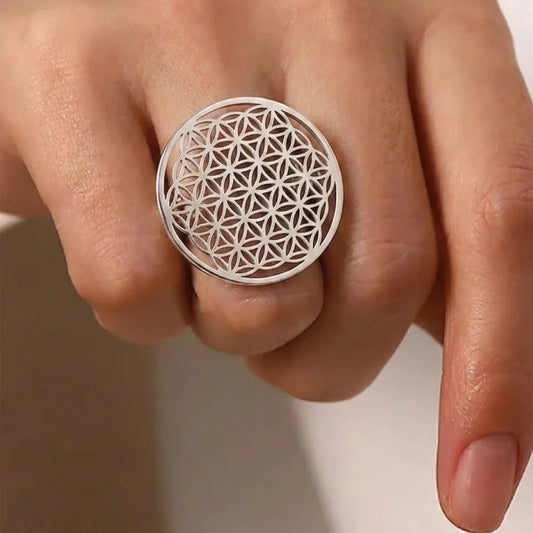 Anillo Flor de la Vida en Plata 950 | Símbolo de Armonía y Energía