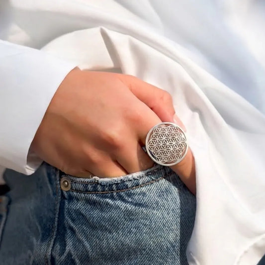 Anillo Flor de la Vida en Plata 950 | Símbolo de Armonía y Energía